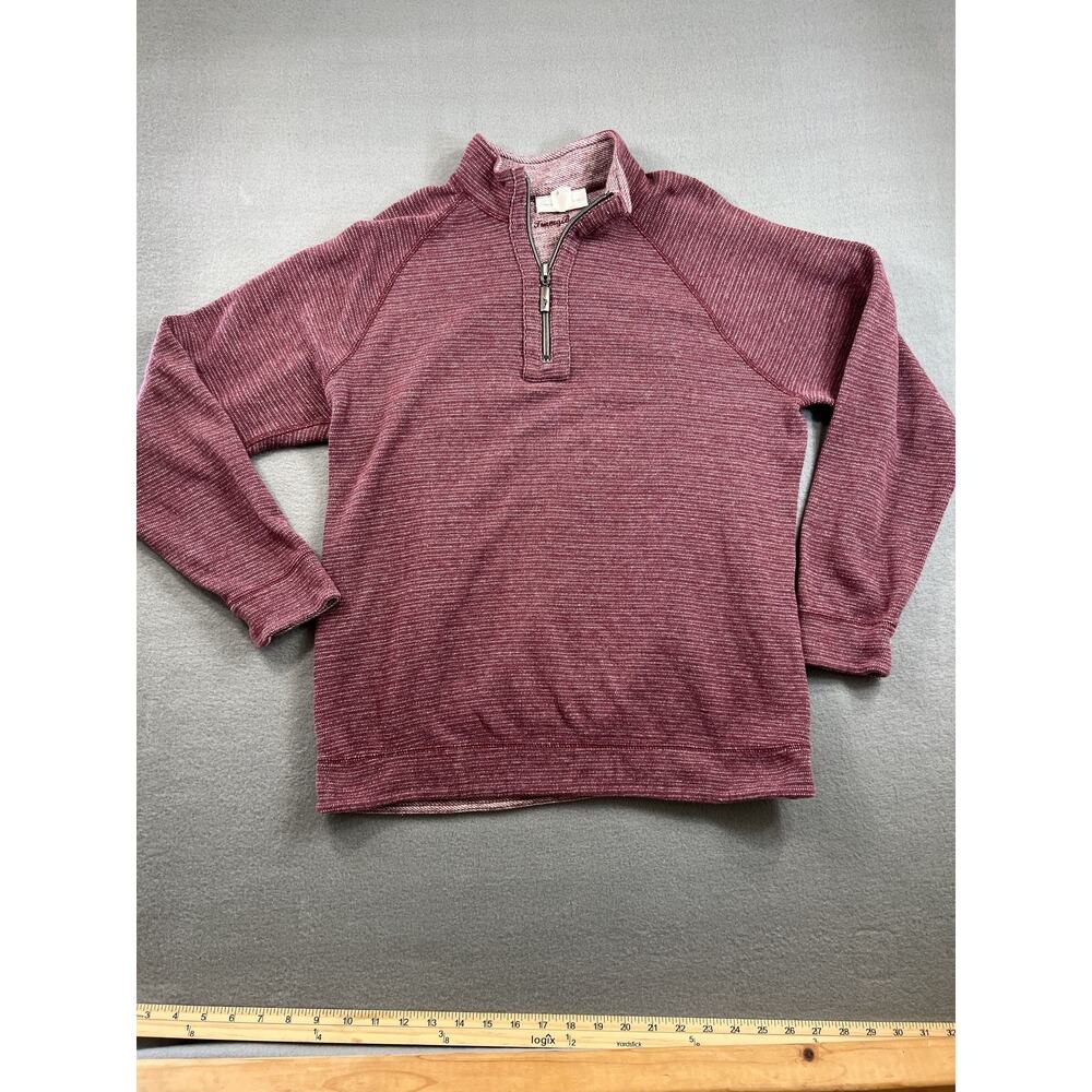 Tommy Bahama Men's Large Burgundy Reversible Quarter Zip Pullover Sweater Size S